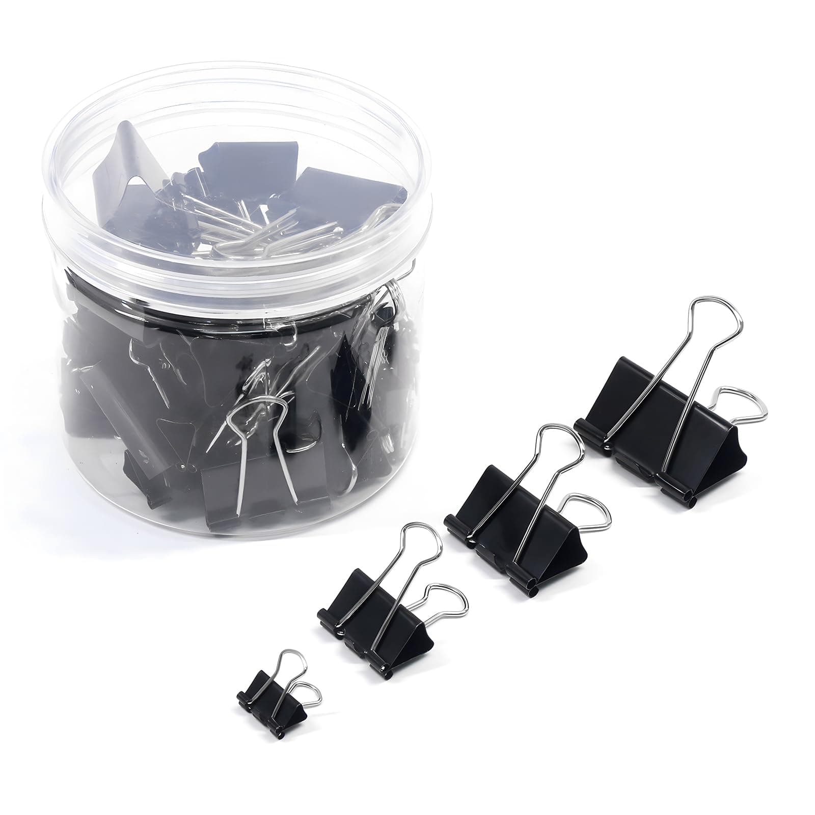 Black Binder Clips Assorted Sizes - Coideal 100 Pcs Metal Binder Paper Clips Foldback Bulldog Clip Clamps for Office School (Mini, Small, Medium, Large)