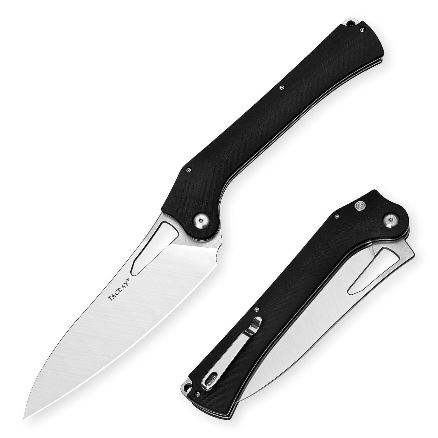 TACRAY Folding Kitchen Chef Knife, 5.49" Foldable Camping Knife with 10cr15mov Stainless Steel Blade, Anti-skidding and Ergonomic Designed G10 Handle for both Indoor and Outdoor Cooking