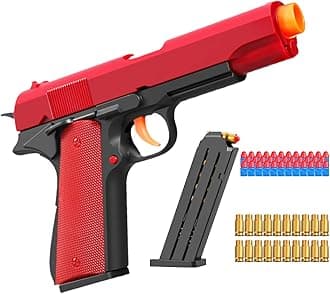 Toy Pistol with ejecting Shells,Realistic Soft Bullet Toy Gun Cheap Cool Stuff Stress Shot Fidget Toys Hand Guns Fake Prop Shooting Game for Adults Under 10 Dollars for Age 14 Years Old (Black)