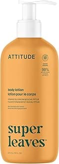 ATTITUDE Body Lotion, EWG Verified Moisturizer, Vegan Skin Care Products, Non-Greasy, Hydrating for Dry Skin, Cruelty Free, Energizing, Orange Leaves, 16 Fl Oz