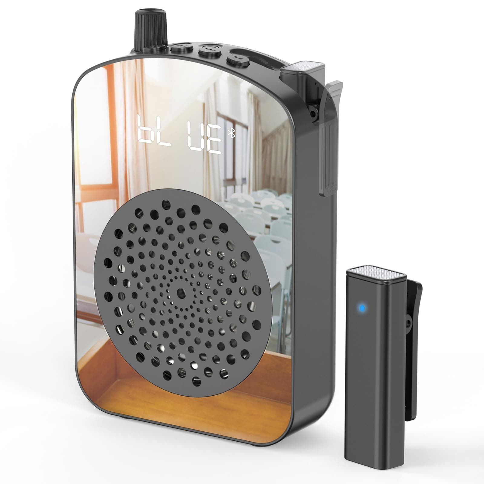 PRUNUS A10 Voice Amplifier Wireless with Lavalier Microphone Charging &Storage,Portable Voice Amplifier with Laple Mic Speaker,Mini Voice Amplifier for Classroom,Speech,Training Outdoor-Black