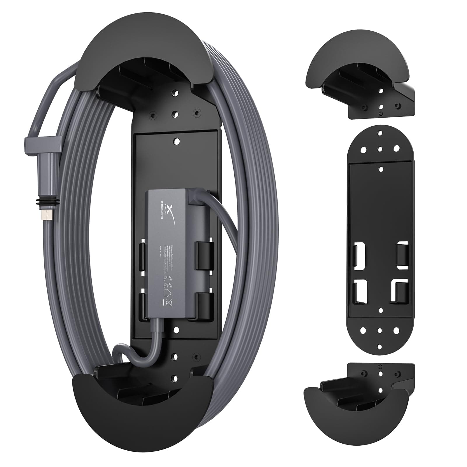 Starlink Gen 3 Ethernet Cable Caddy, Star Link Mounting Kit ABS Stability StarLink V3&Gen3/4/4X Cord Management Accessories for Star Link Cable and Starling Ethernet Adapter(Black)