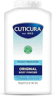 CUTICURA Mildly Medicated Talcum Body Powder 150g, Packaging May Vary, Many Uses Personal Hygiene, Prevent Smudging After Self-Tanning & Facial Makeup