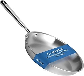 5-Ply Stainless Steel 12" Frying Pan - Professional Cookware for Induction, Gas and Electric - Dishwasher Safe, Oven Safe to 800°F - Durable, Versatile, Even Heating