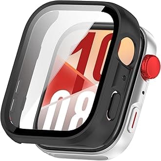 Hard PC Case Compatible for HUAWEI Watch Fit 4 Case, Ultra-Thin Full Protective Bumper Cover with Tempered Glass Screen Protector (Matte Black, Watch Fit 4)