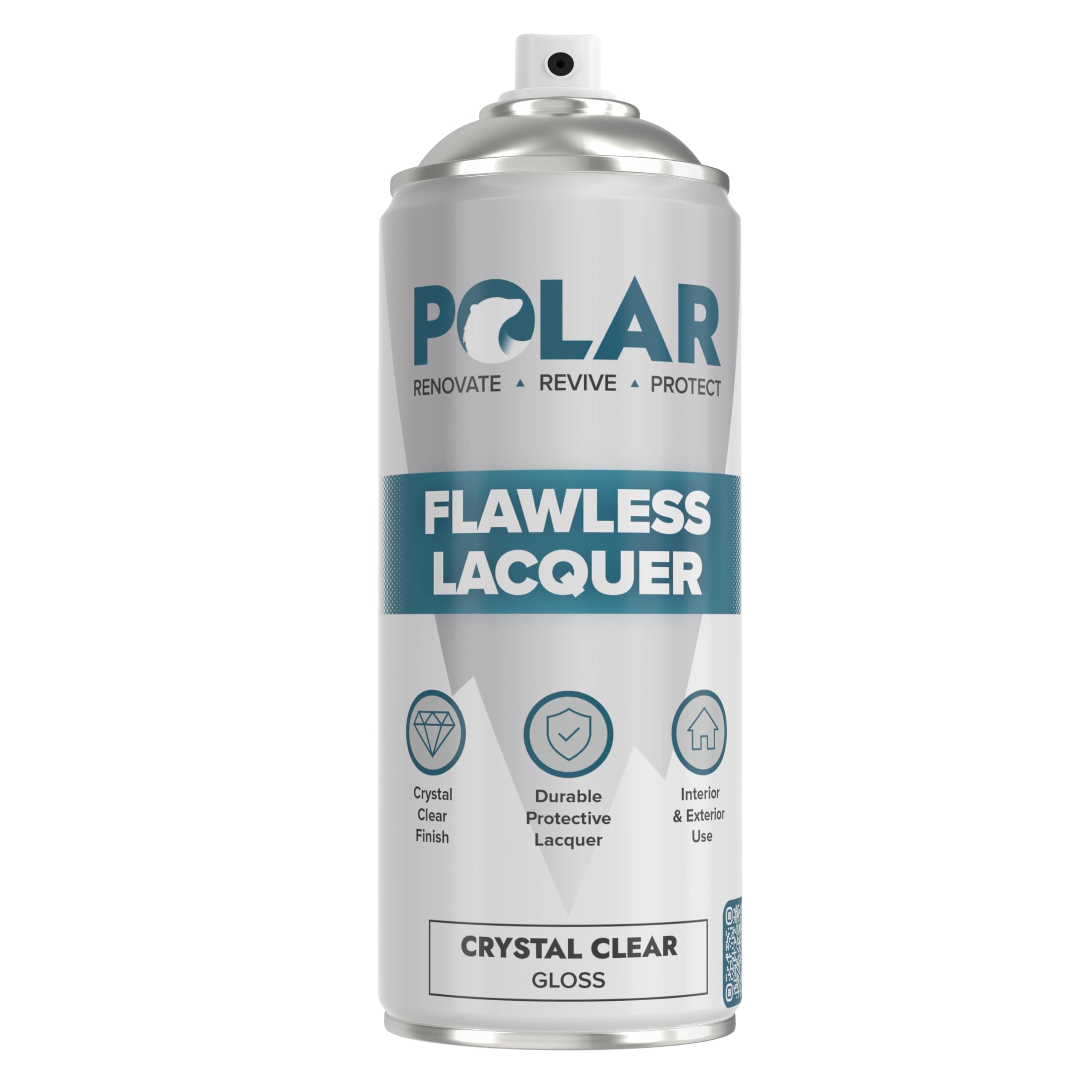 Polar Premium Clear Gloss Lacquer Spray, Gloss Finish, Pack of 1, 400ml (1X 400ml) Fast Drying Non Yellowing Sealer with Great Adhesion for Interior and Exterior Surfaces Including Automotive