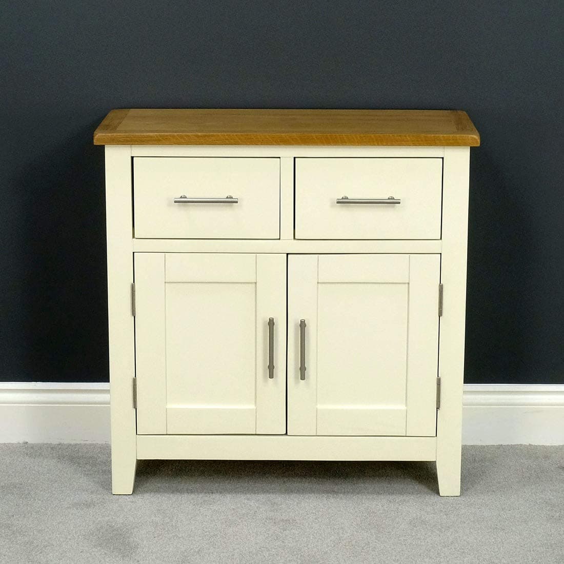 Nebraska Painted Oak Mini Sideboard/Cream Small 2 Door 2 Drawer Storage Dresser Cupboard Cabinet Unit
