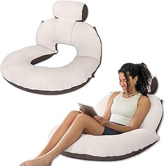 INSEN Reading Pillow, Back Pillow for Sitting in Bed and Couch, Gaming Pillow for Adults, Sit Up Support for Bed (Dot Velvet-Brown, Upgraded)