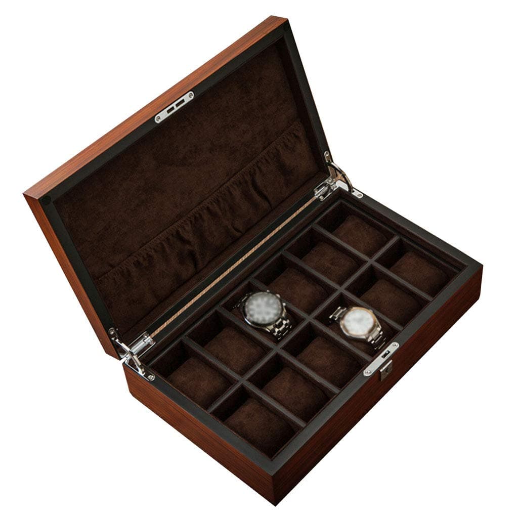 Solid Wood Watch Box Organizer 12 Slot Premium Display Cases with Lock and Keys for Men and Women Watch & Jewelry Holder Boxes Gift