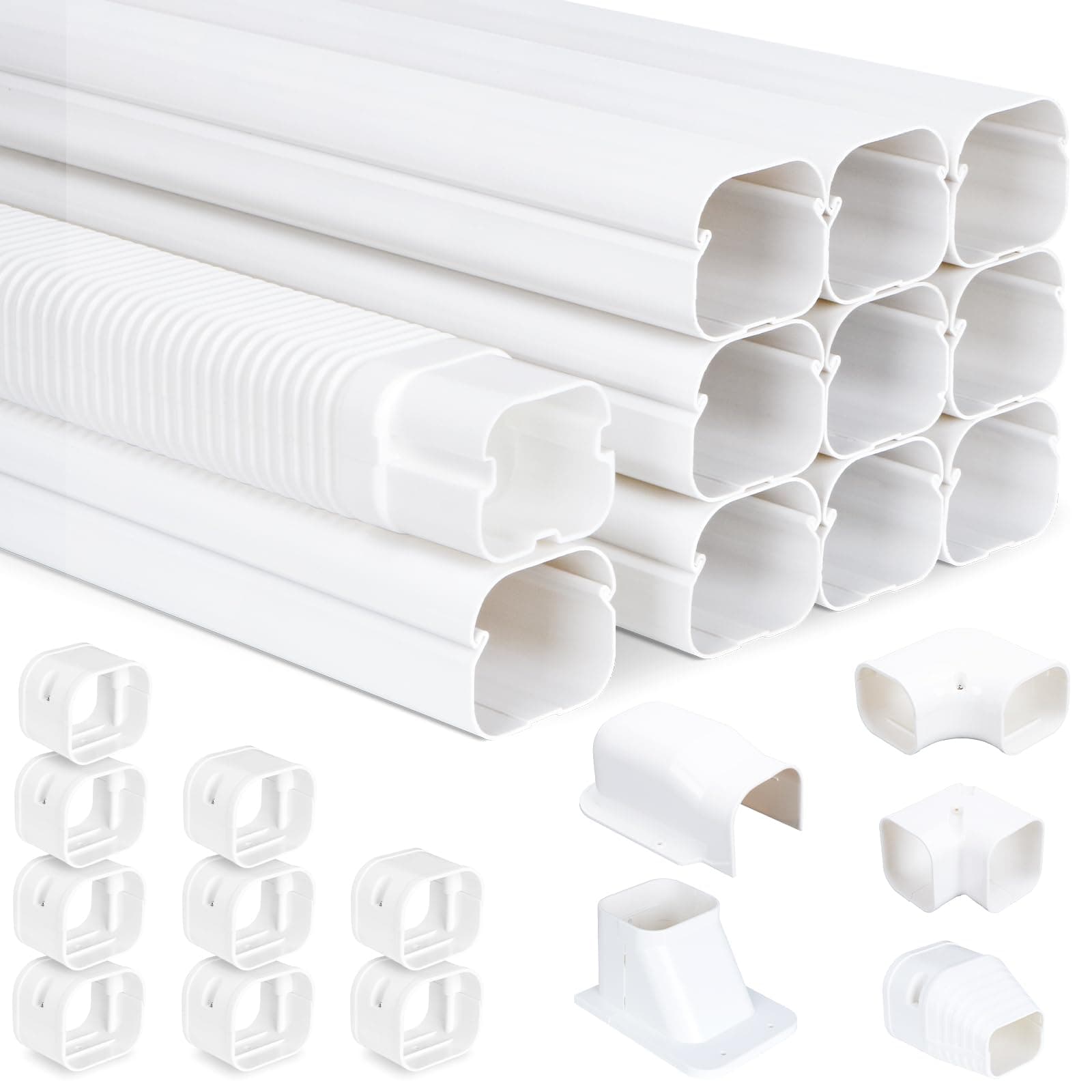 UNAOIWN Mini Split Line Set Cover Kit 3" W 16Ft Air Conditioners Decorative PVC Slim Line Cover for Central AC & Heat Pumps Systems Tubing Cover
