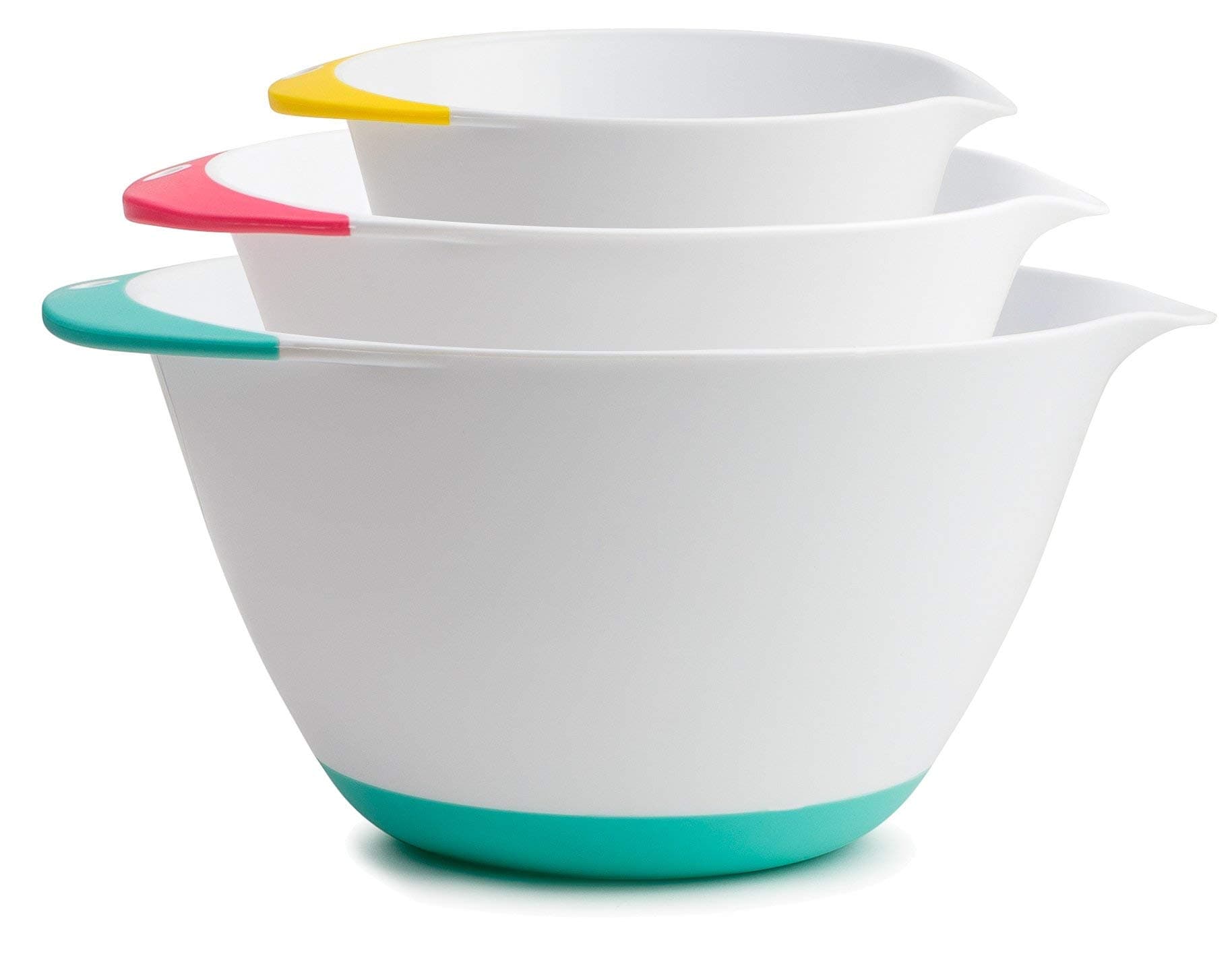 High Quality Mixing Bowls – 3 piece set Includes 1.8 Qt, 3.6 Qt, 6.5 Qt, Easy Grip Handle With Non - Skid Bottom