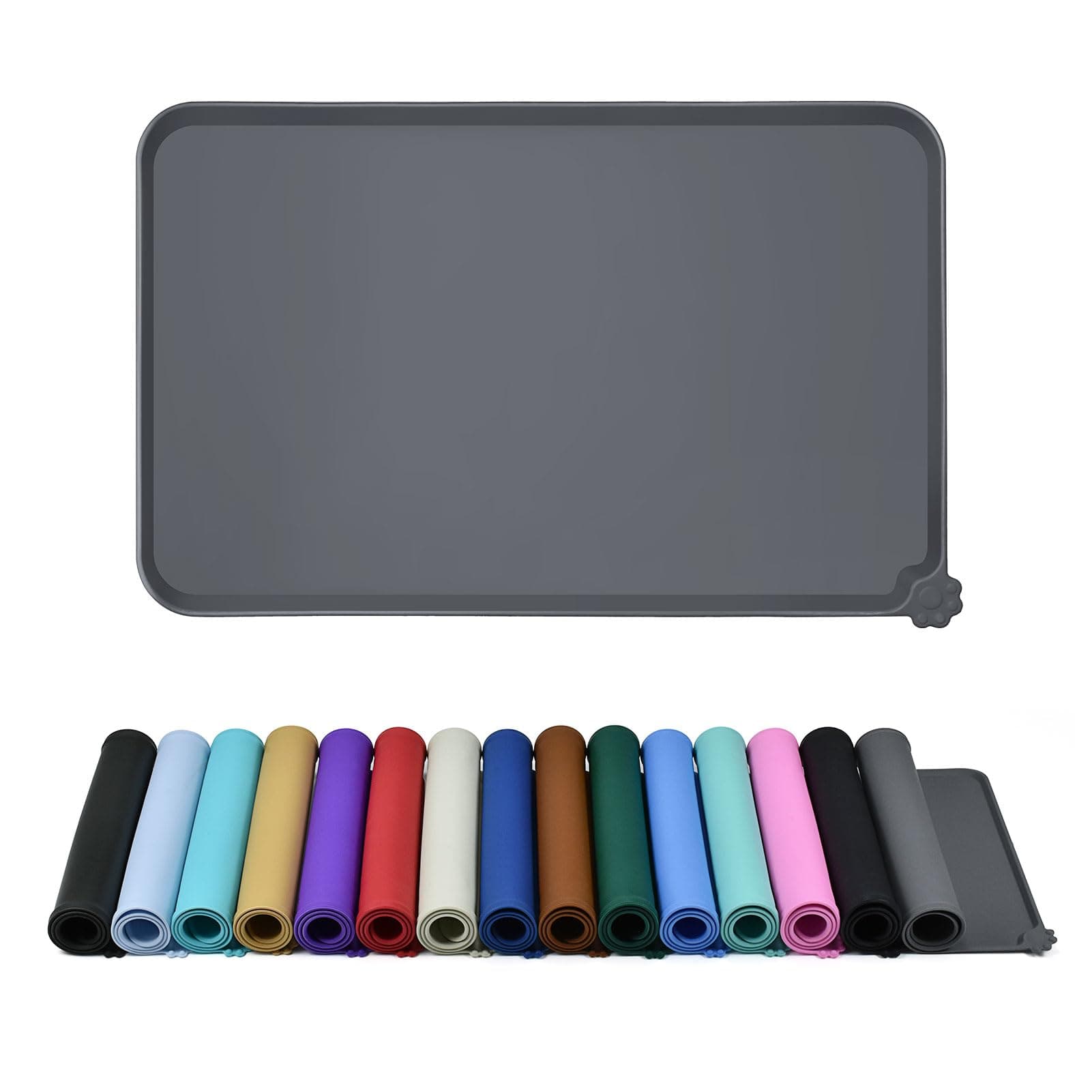 Reopet Waterproof Pet Feeding Mat, Non-Slip Silicone Placemats for Dog Cat Food and Water Bowl, High Raised Edges to Prevent Spills and Protect Floors