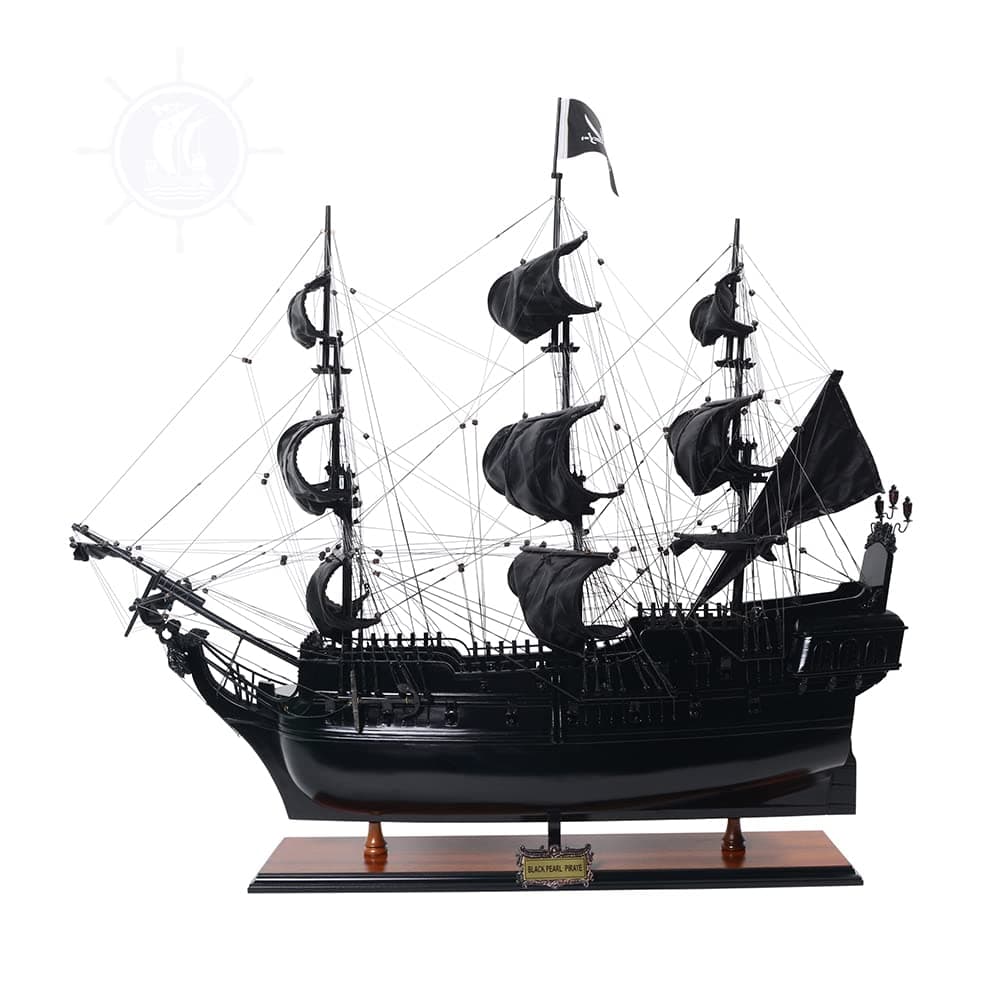 Old Modern Handicrafts Black Pearl Pirate Ship Model - Museum Quality Fully Assembled Model Ship for Home and Office - 35.0L x 10.5W x 29.0H Inches