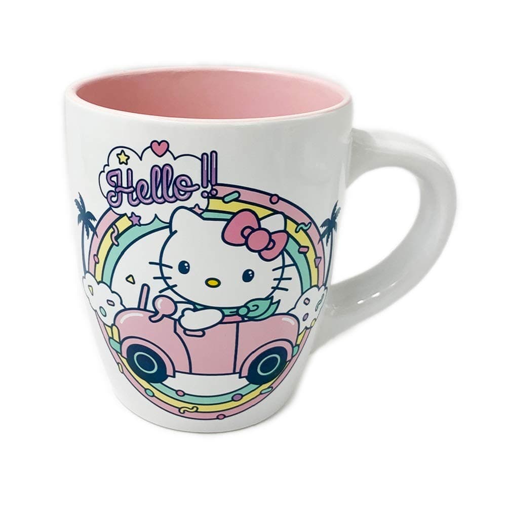 Silver BuffaloSanrio Hello Kitty Driving In Car Under Rainbow Ceramic Coffee Mug, 25-Ounces