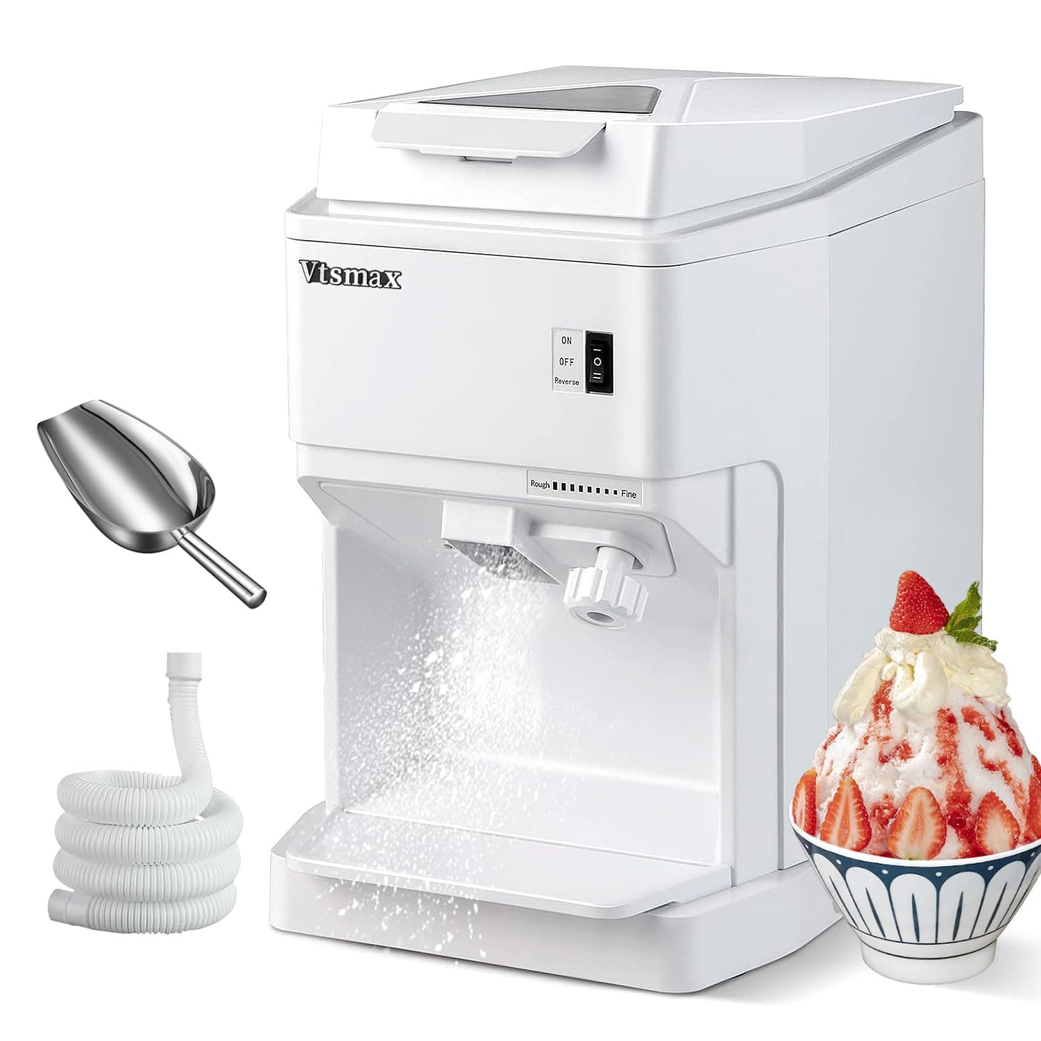 Electric Shaved Ice Machine, 250W Snow Cone Machine, Thickness Adjustable Ice Shaving Machine 265LBs/hr Rotate Speed & Strong Power for Home and Parties Events Snack Bar(2.6Qt)