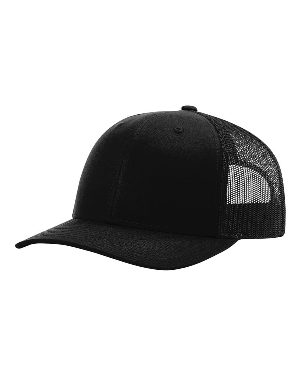 Twill Mesh Back Trucker Snapback Hat - Black