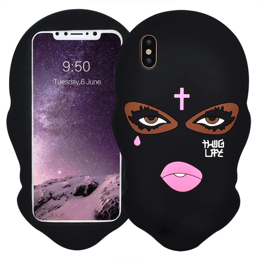 Case for iPhone XR 6.1" (2018) Goon Thug Life 3D Cute Cartoon Big Eyes Woman Face Masked Teared Girls Jesus Christian Cross Soft Silicone Phone Protective Shockproof Coque Cover Case