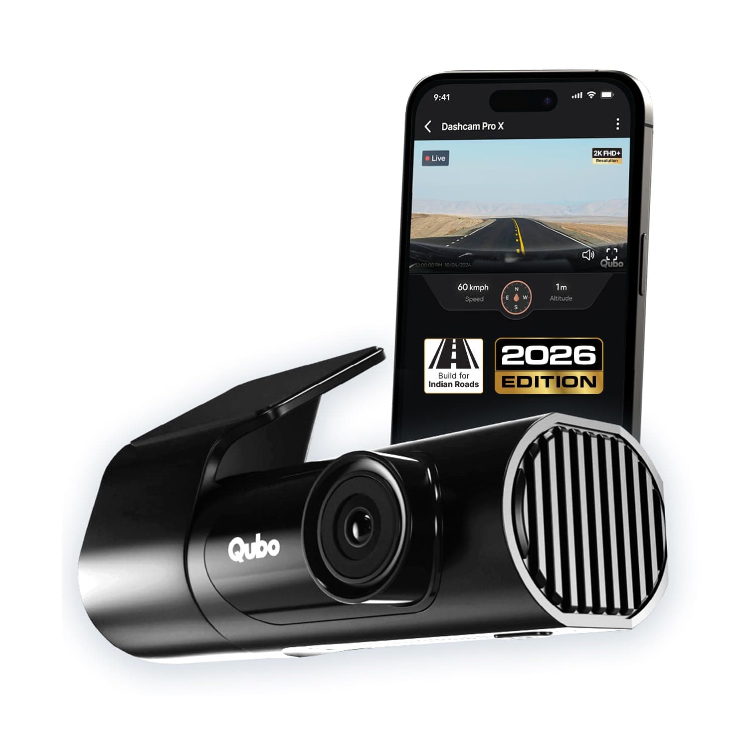 Pro X DashCam (2026 Edition) | 2K Resolution FHD+ | Doubles up as in-Cabin Camera|NightPulse Vision | Wide FOV | Supercapacitor | Built in Wi-Fi, Mic | Up to 1TB Storage | Built for Indian Roads