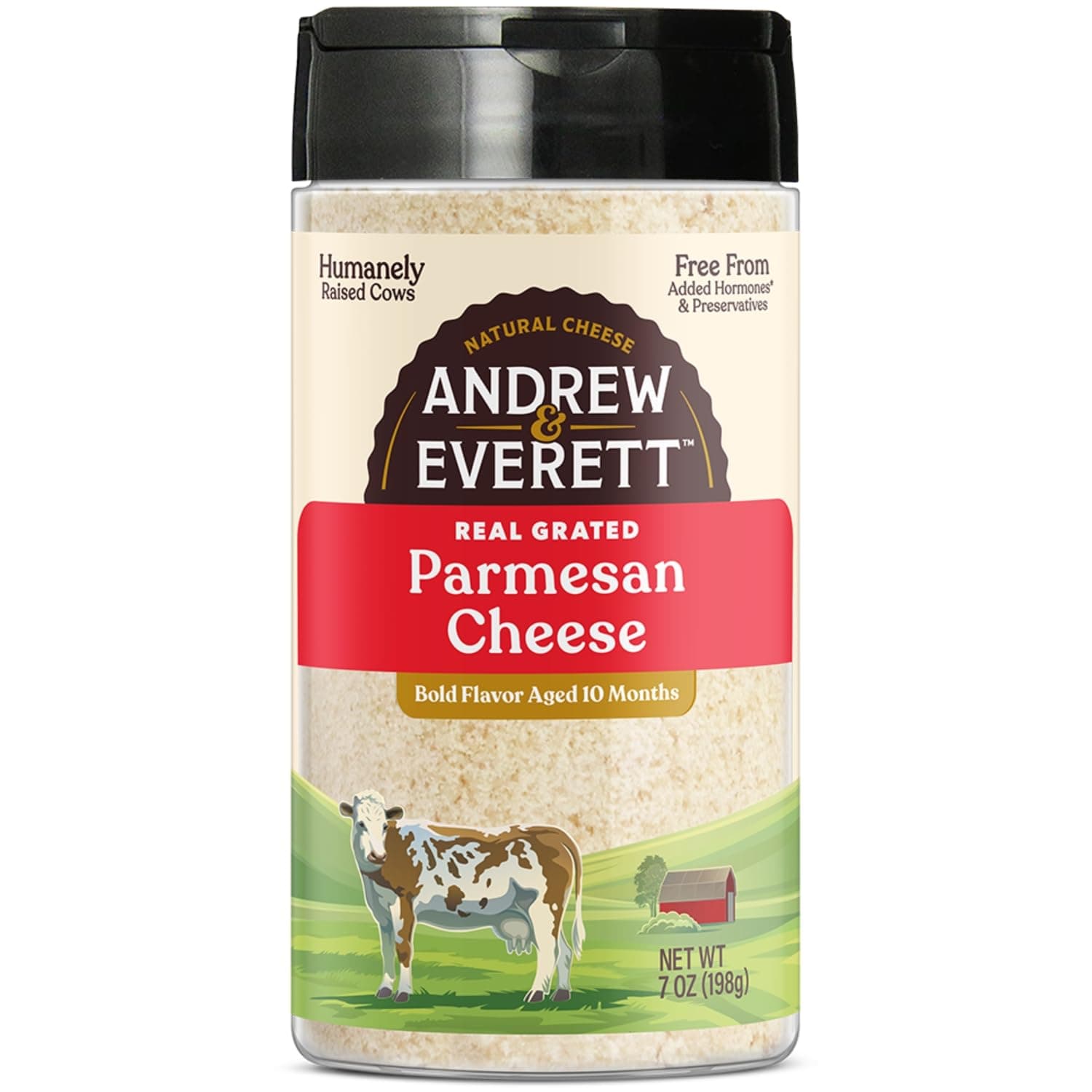 Andrew & Everett Hormone Free Grated Parmesan Cheese, 7 oz container