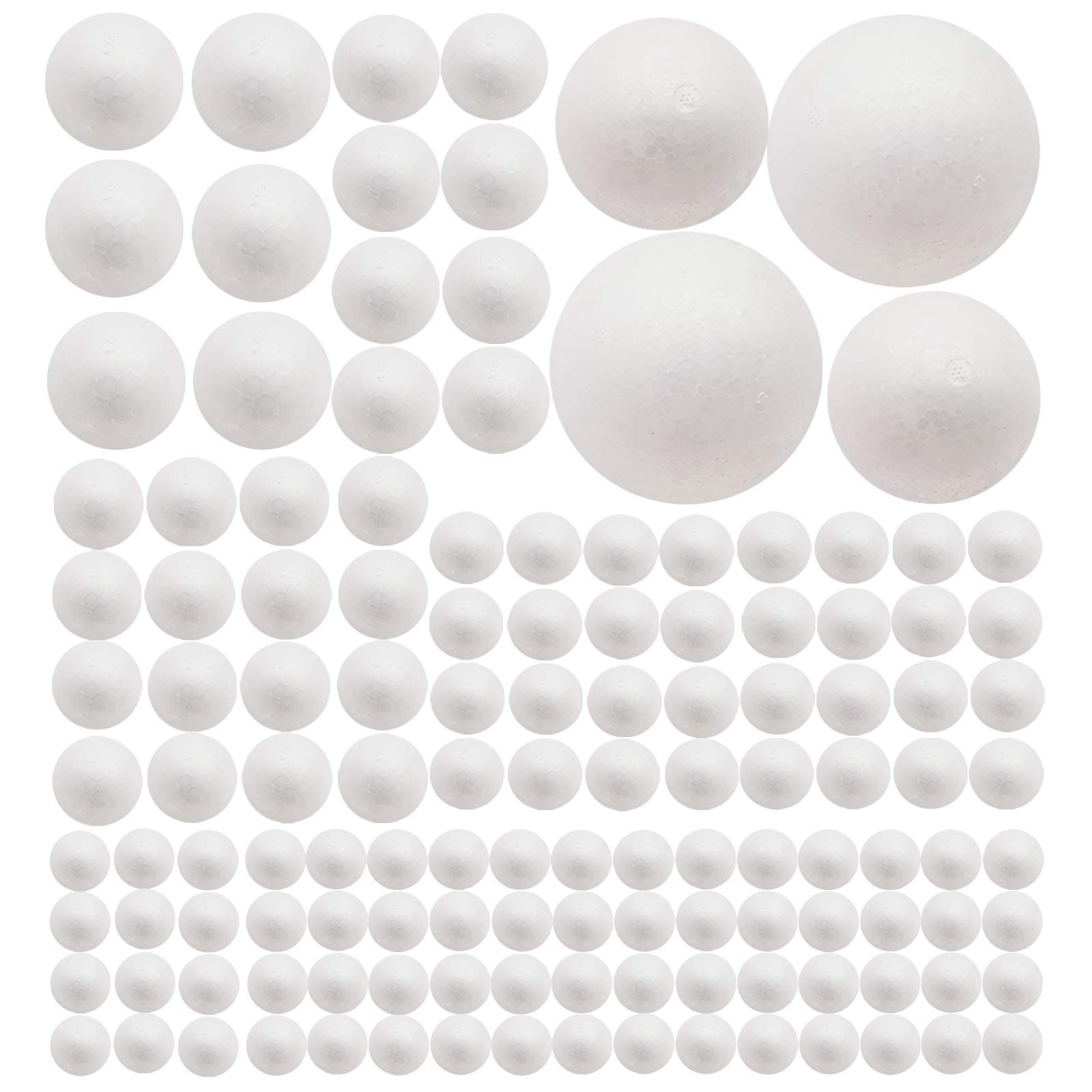 129 Pack Craft Foam Balls, 7 Sizes Including 1-4 Inches, White Polystyrene Smooth Round Balls, Foam Balls for Arts and Crafts, DIY Craft for Home, Supplies School Craft Project and Holiday Party