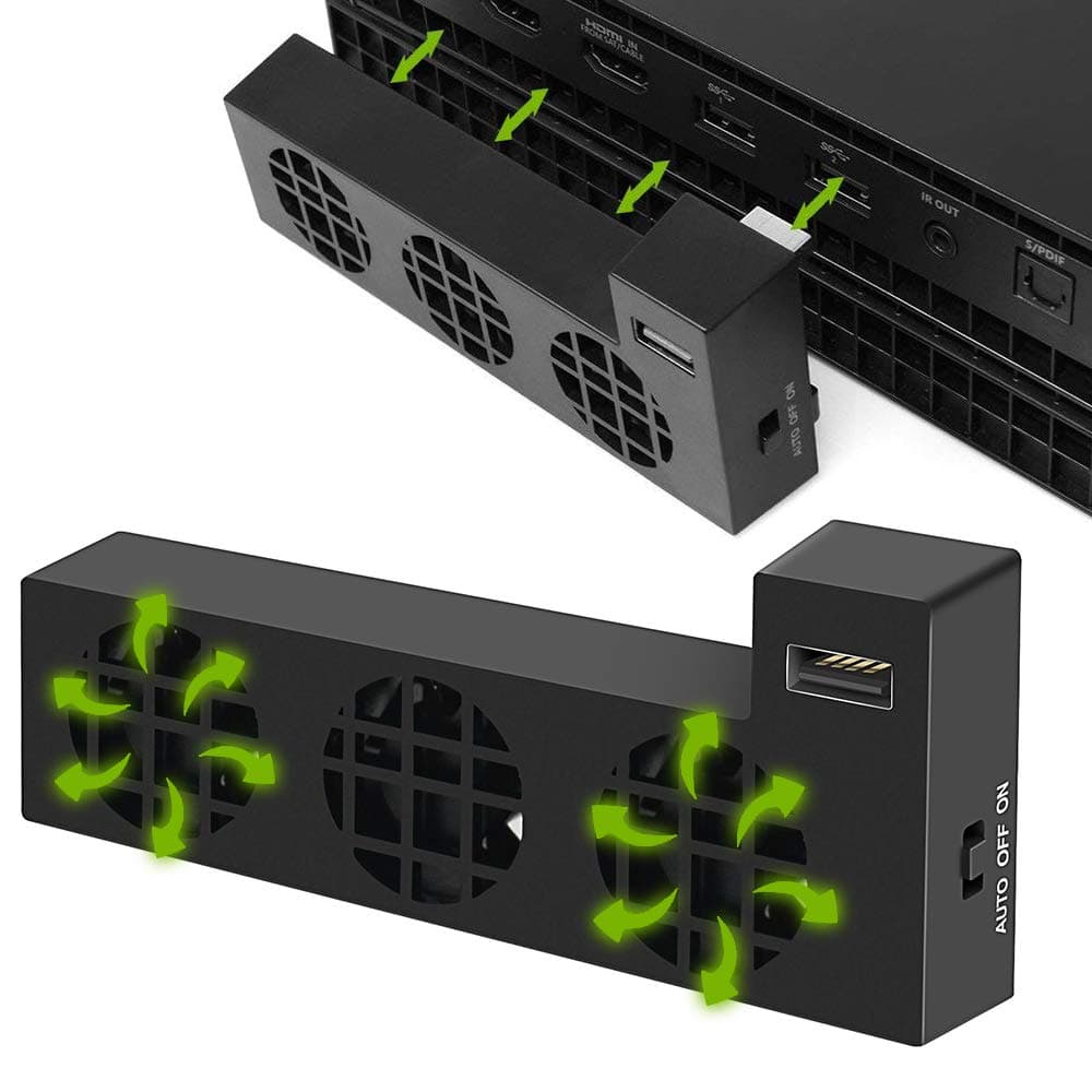 SUNKY Xbox One X Cooling Fan, External USB Port External Cooler System Auto 3 Cool Fans for Mircrosoft Xbox One X Console Controller