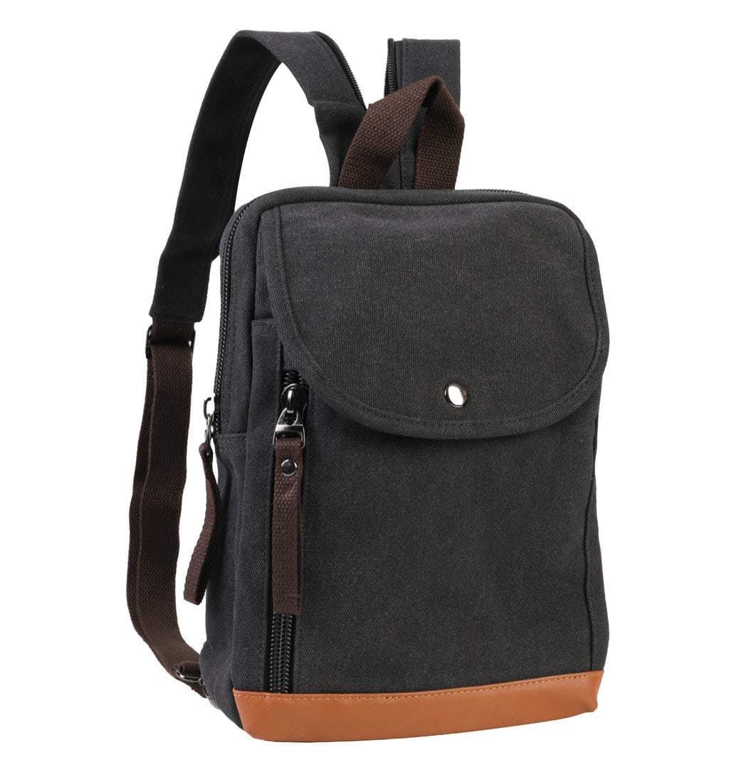 Mini Canvas Backpacks Casual Strong Small Packback Daypack,181002-Black
