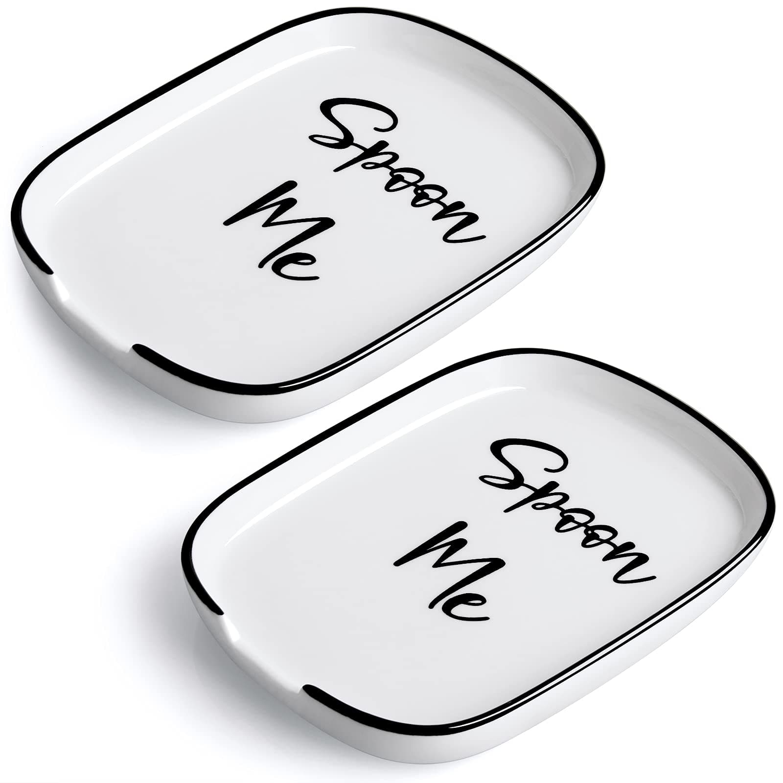 Ceramic Spoon Rest for Stove Top, Large Spoon Holder for Kitchen Counter, Coffee Spoon Rest, Heat-Resistant Cooking Utensil Rest, Modern Kitchen Decor, Set of 2