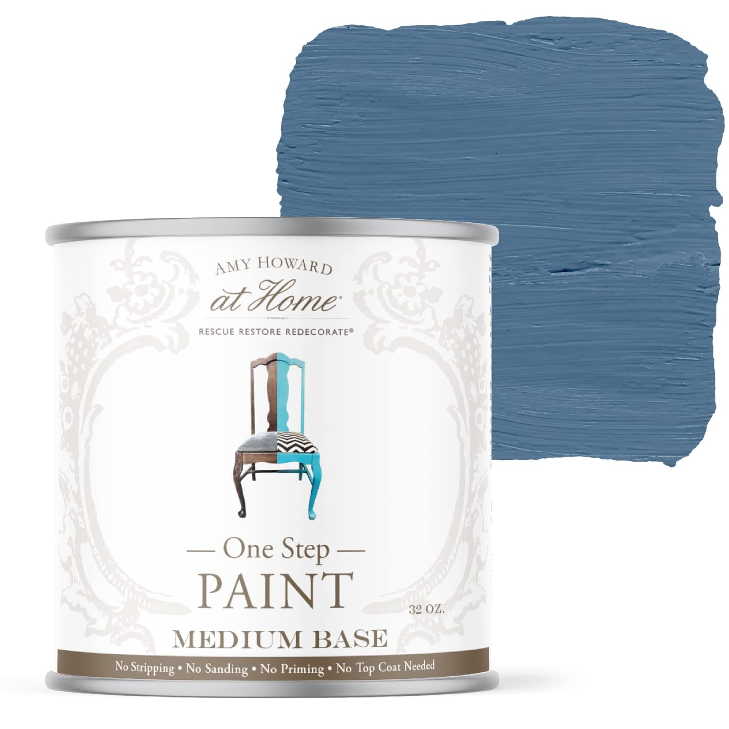 AMY HOWARD AT HOMEOne Step Paint – Mai Dragon – Chalk-Based Paint for Furniture, Cabinetry, and More. No Stripping, Sanding, or Priming! Made in the USA. Blue - Chalky Finish - 32 OZ