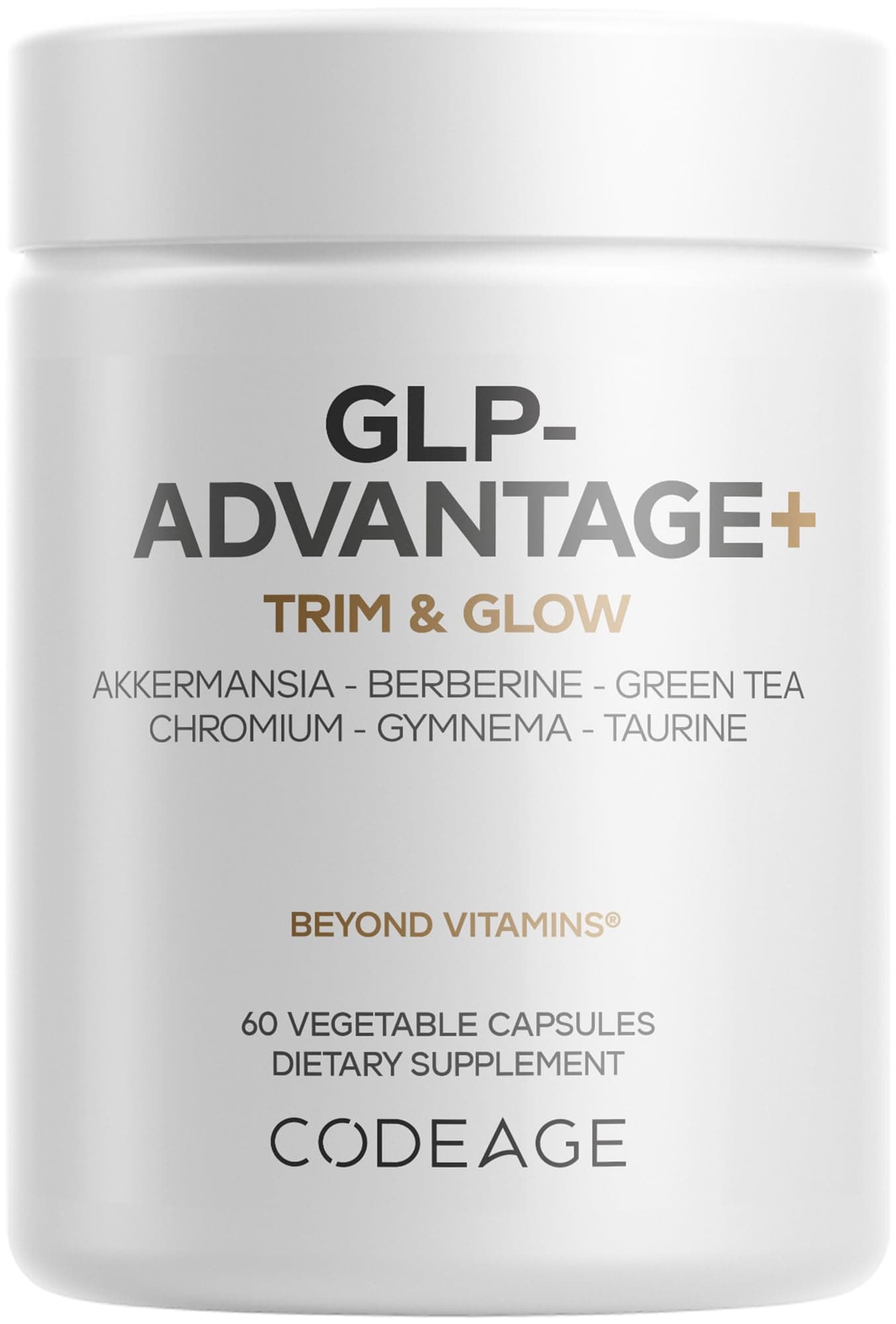 Codeage GLP-Advantage+ Supplement - Metabolic & GLP-1 Activity Support - Chromium, Berberine, Green Tea, Gymnema, Curcumin, Taurine, Resveratrol - Weight Management & Gut Health, Non-GMO - 60 Capsules