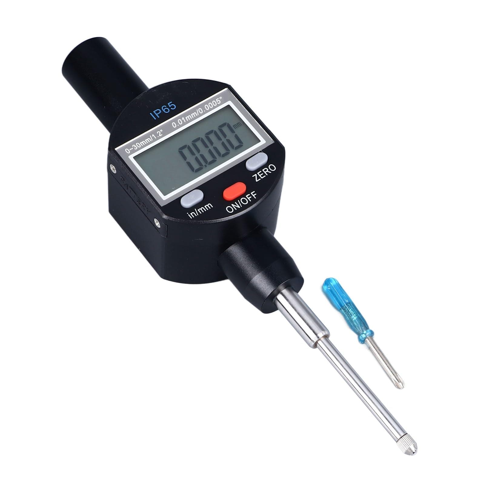 Digital Dial Indicator, 0.0005in 0.01mm High Resolution Digital Probe Indicator Dial Test Gauge, LCD Display IP65 Waterproof Electronic Indicator Gauge for Industrial Laboratory