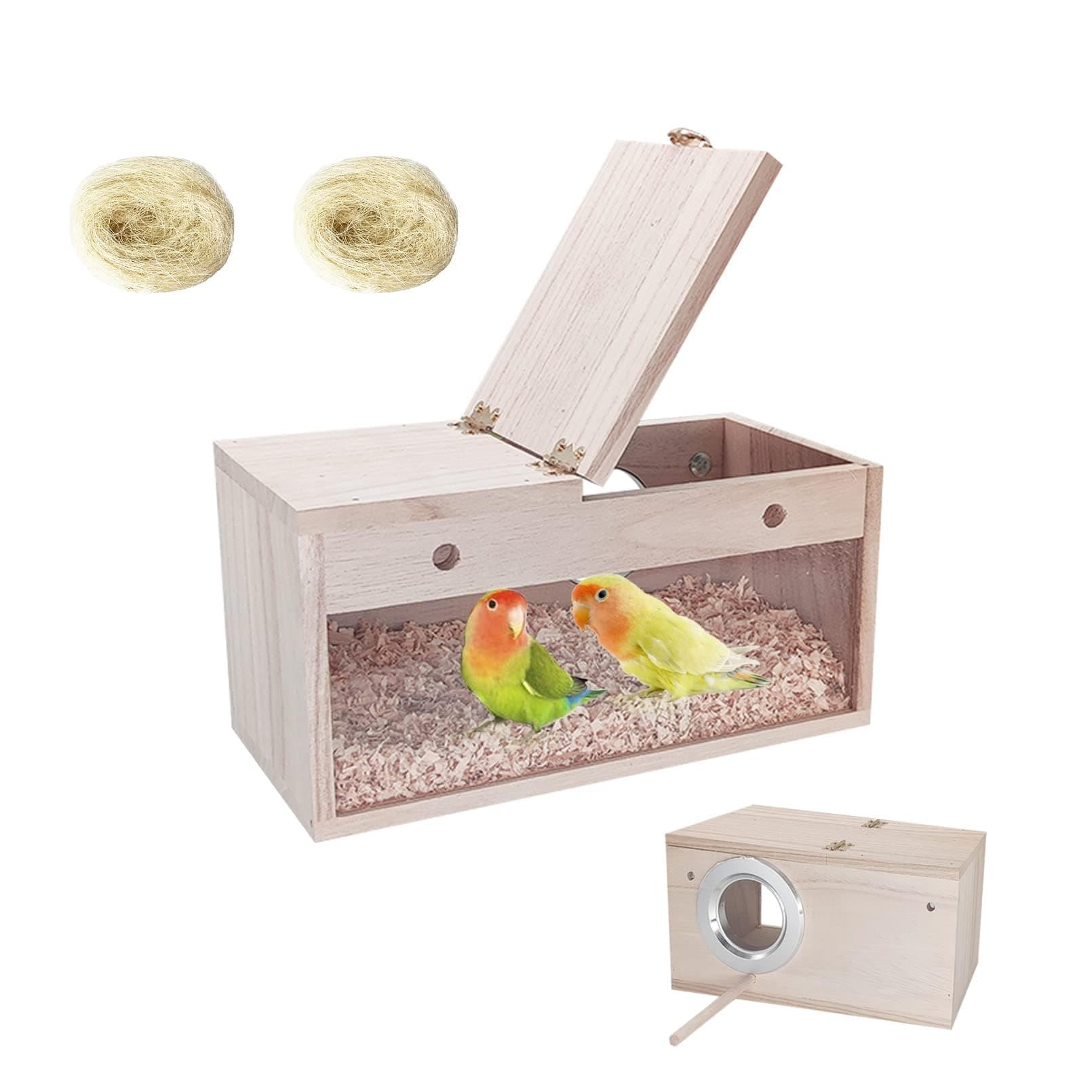 Transparent Wood Bird Nesting Box-M