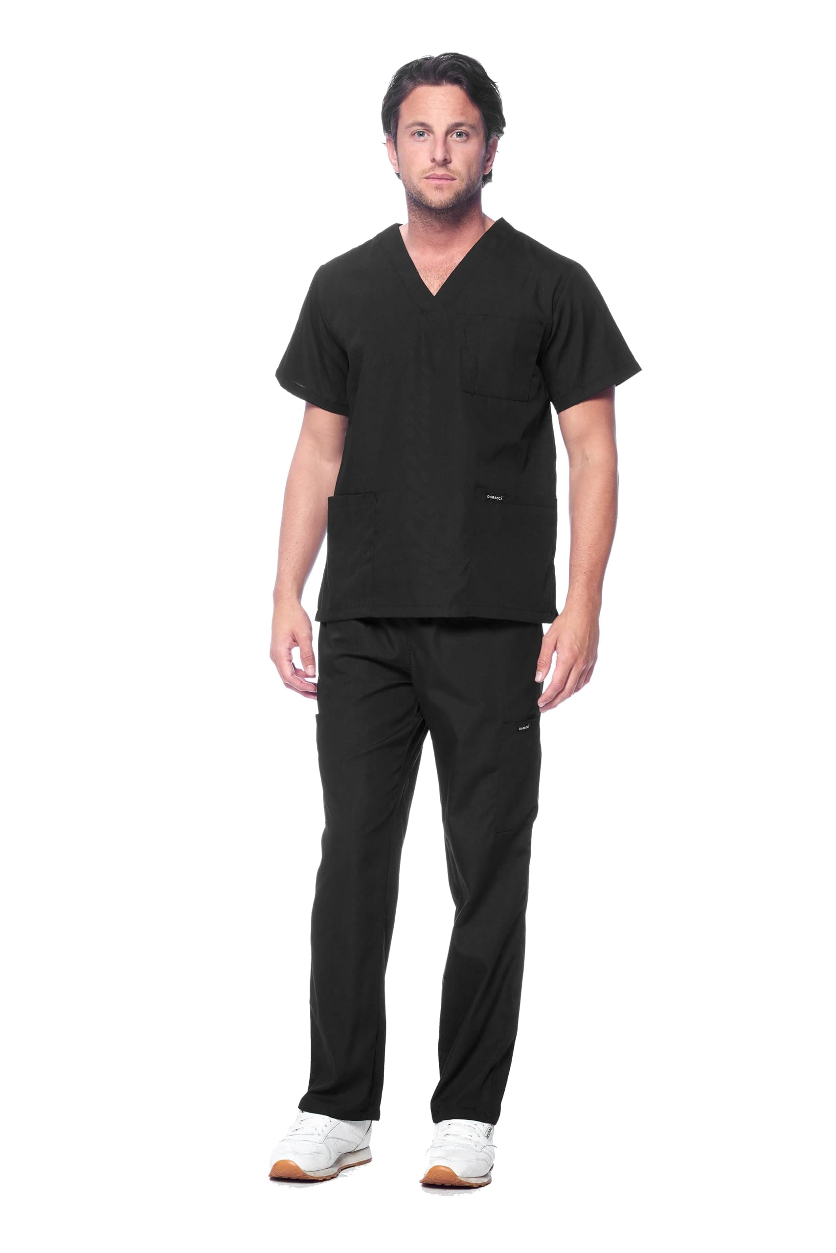 Dagacci Scrubs for Men Set - V-Neck Scrub Top and Cargo Pants - 8 Pockets Men Scrubs Set