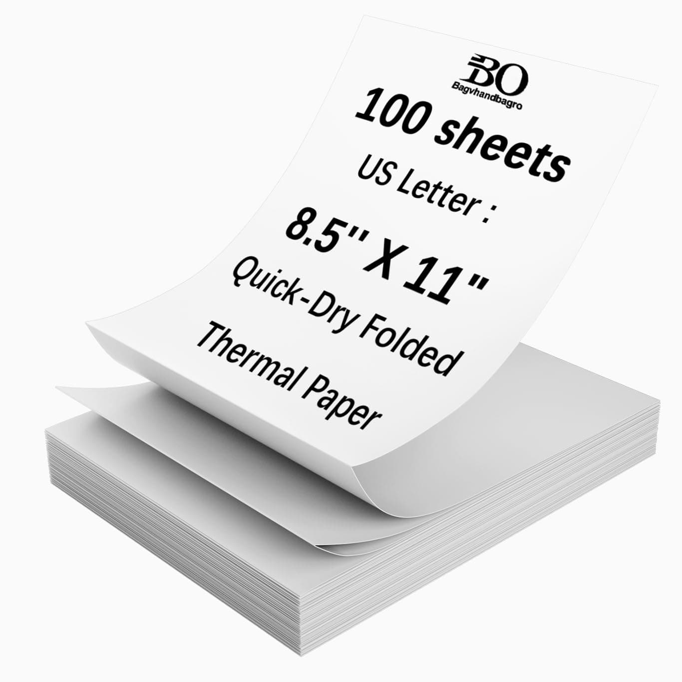 Thermal Printer Paper 8.5 x 11 Inch, 100 Sheets US Letter Size Thermal Paper, Compatible with M08F/A40 Thermal Portable Printer, Continual Feeding Folded Printing Paper (100 Sheets/Continuous Folding)