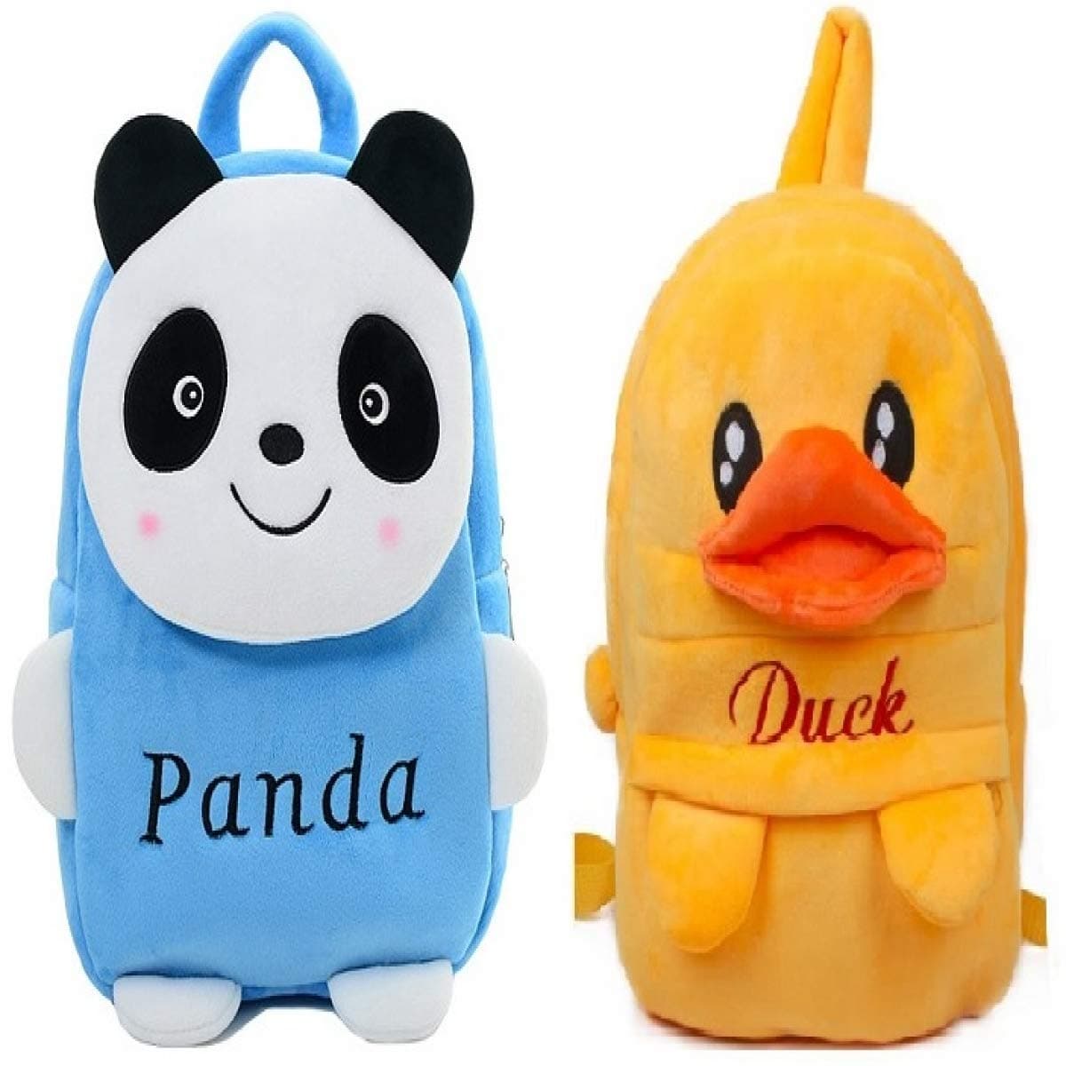 blue treeBlue Tree School Bagback for Kids 3-5 Years Soft Toy Bags Birthday Return Gift, School Bag yellow Duck & Blue Panda