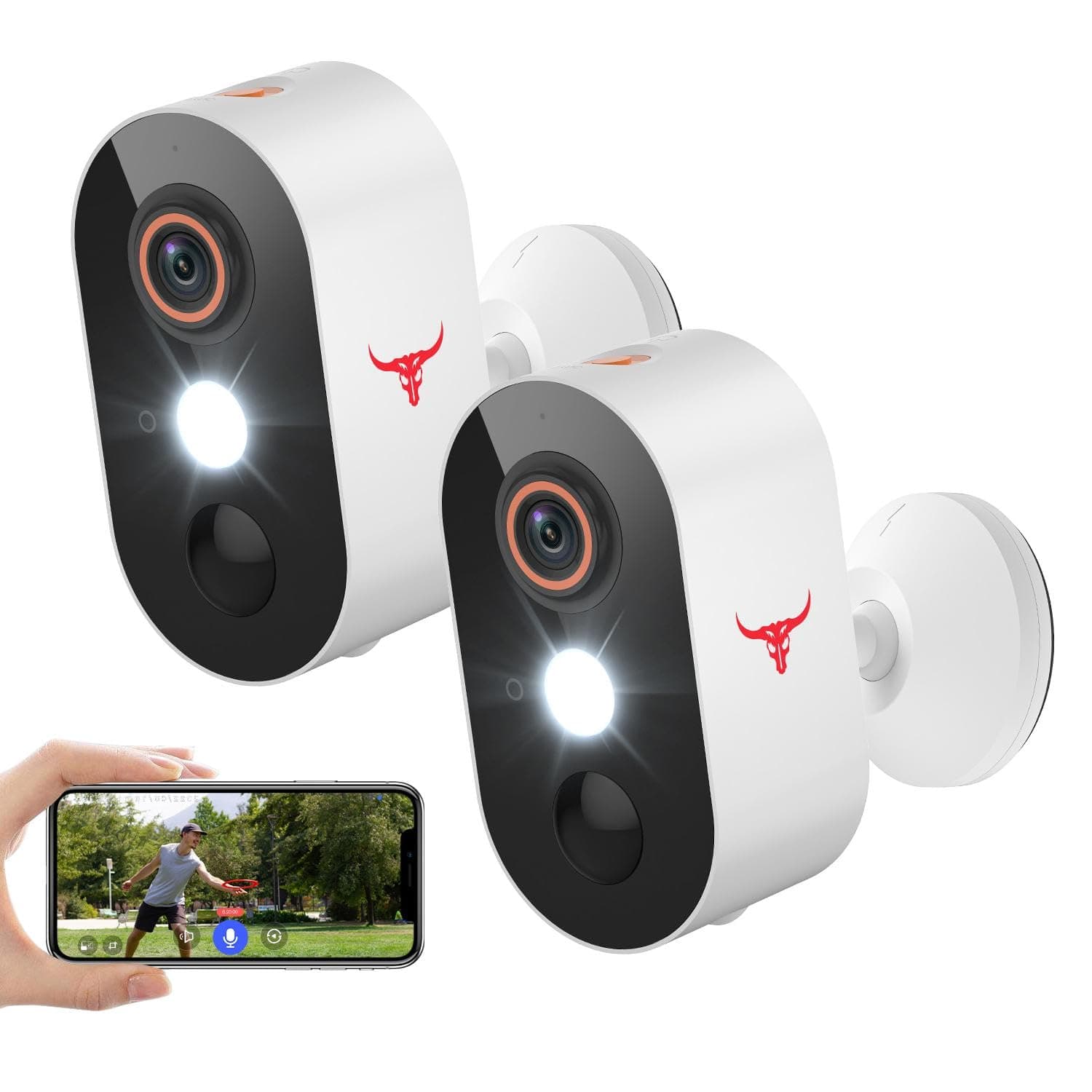 1080P Outdoor Security Camera Wireless with 2-Way Talk, Battery Powered, Color Night Vision, Suitable for Home Security Indoor/Outdoor, Cloud Storage, 2.4G WiFi Only (1 Spotlight, 2 Pack)