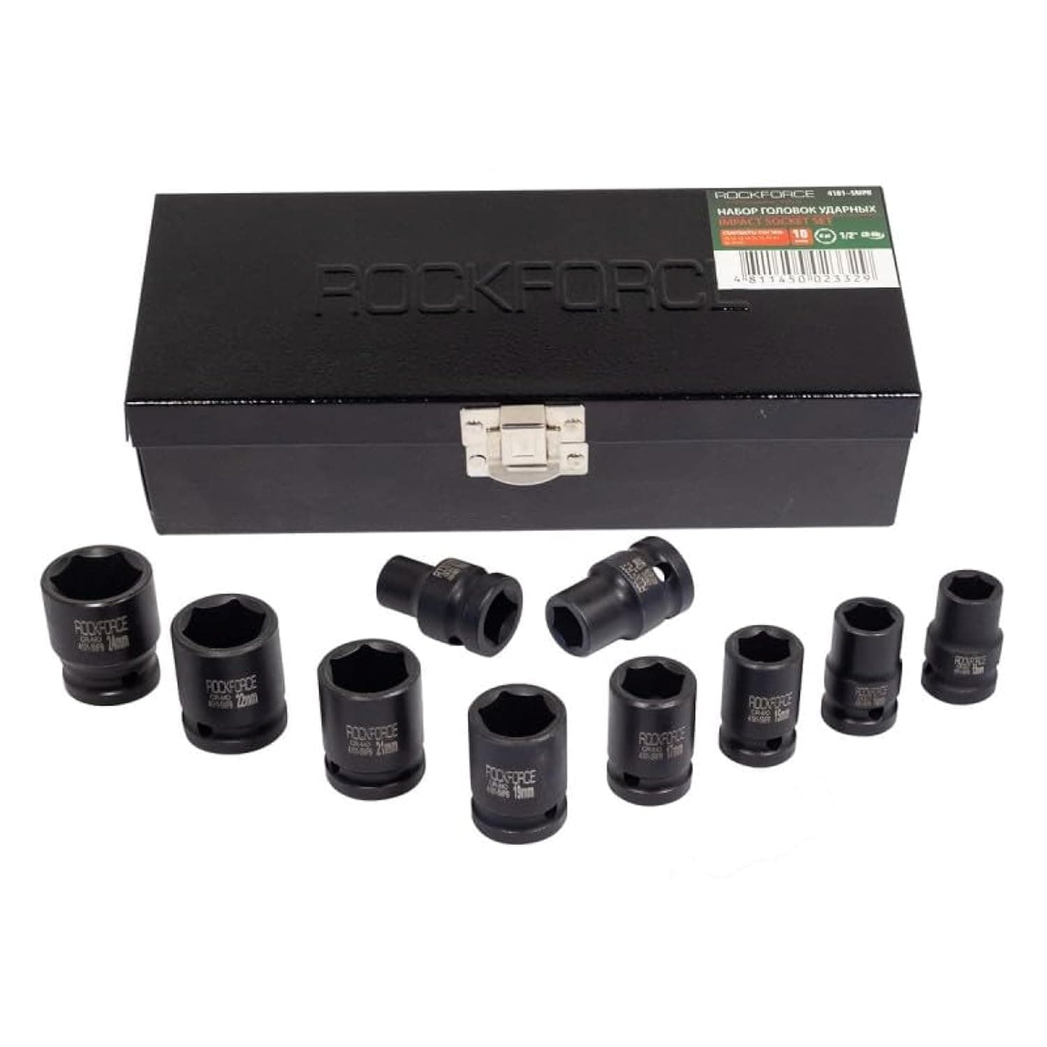 Impact Socket Set 1/2", 6 Point, 10pcs (10,12,13,14,15,17,19, 21, 22, 24), in Metal Case