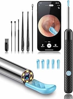 Ear Wax Removal Tool Camera - Ear Wax Removal Kit - Ear Cleaner with Camera - 1080P HD Ear Camera with 6 Ear Spoon - Christmas Gifts for Women - Ear Cleaner for iOS & Android (Deep Black)