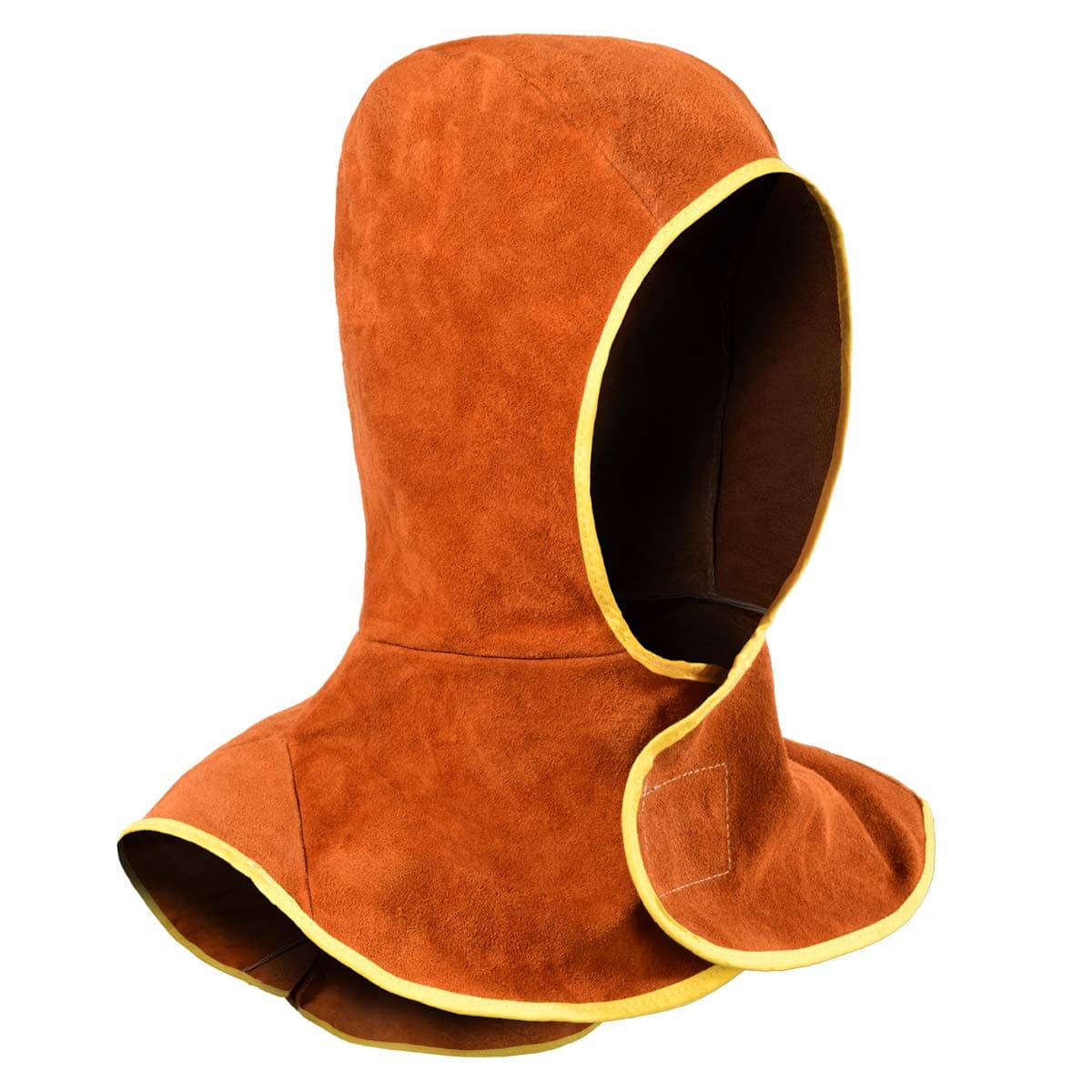 Cowhide Split Leather Welding Cap with Welding Hood - Neck Shoulder Drapes - Head Protection Welded Hood, Brown