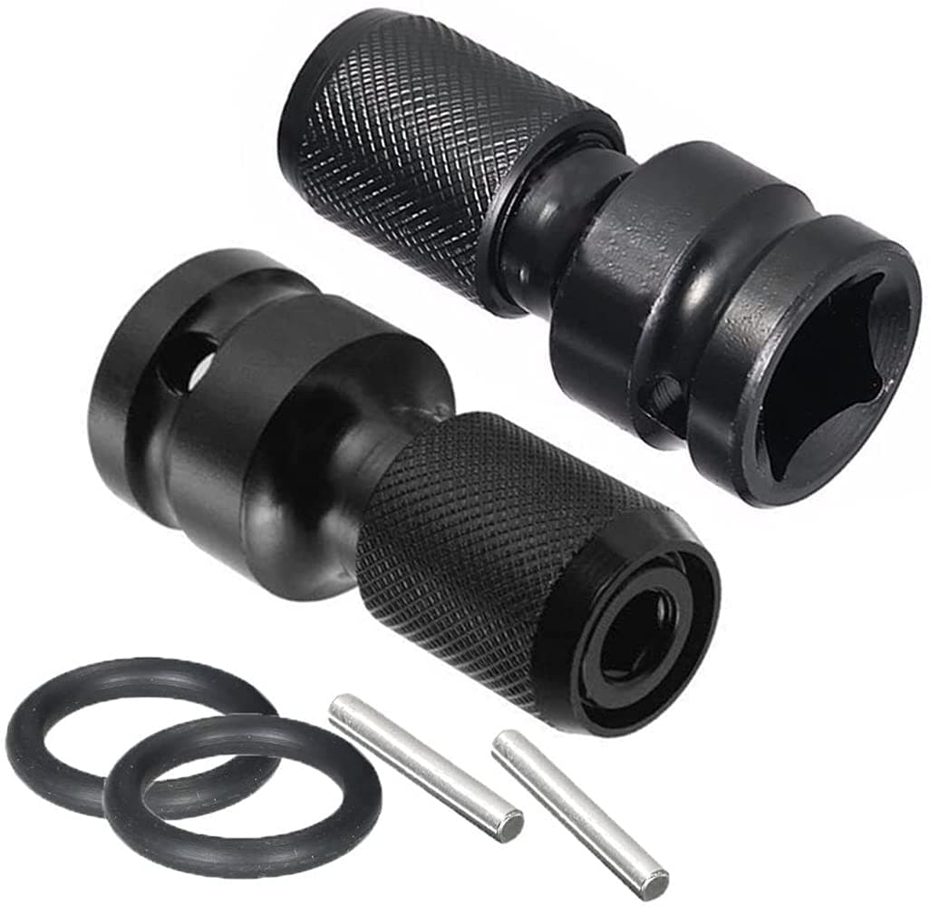 2PCS Quick Release 1/2 inch Square Drive to 1/4 inch Hex Socket Adapter Converter Chuck Adaptor for Air and Electric Impact Wrench Impact Drill Ratchet Wrenches (2PCS)