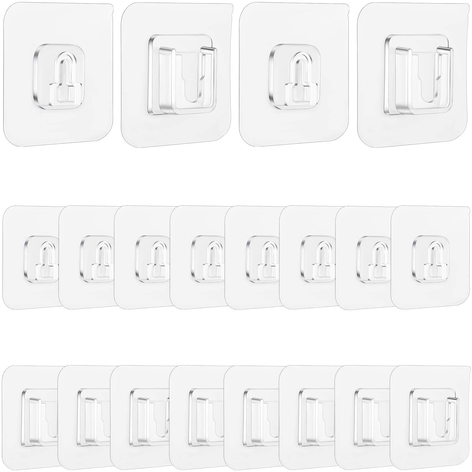 16 Pairs Double-Sided Adhesive Wall Hooks Wall-Sticking Hooks Without Punching and Nails, Waterproof and Oil-Proof for Bathroom and Kitchen, Self-Adhesive Hooks
