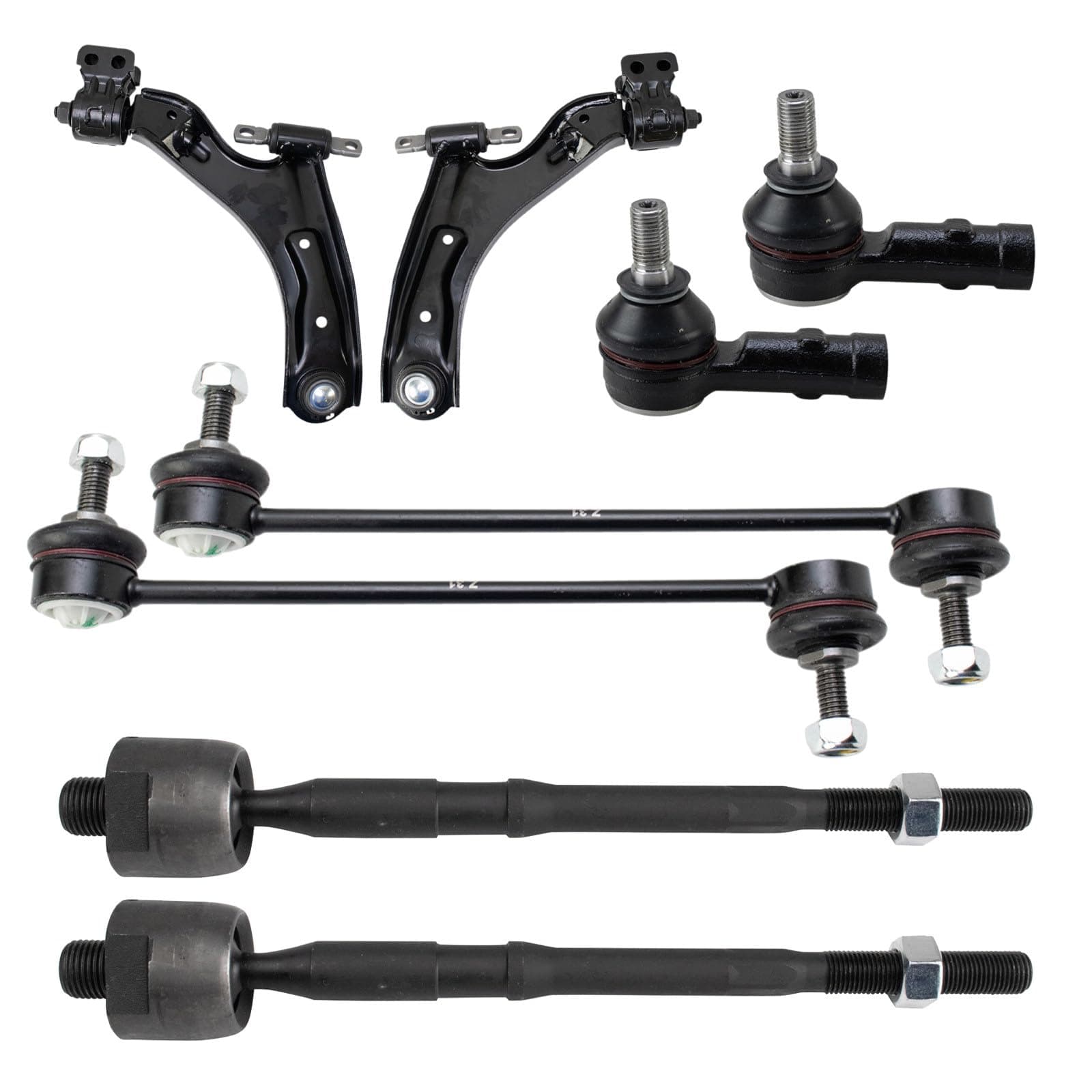 TRQ Front Steering & Suspension Kit Control Arm with Ball Joint Sway Bar Stabilizer Link Tie Rod Compatible with 2013-2015 Chevrolet Spark 2014-2016 Spark EV