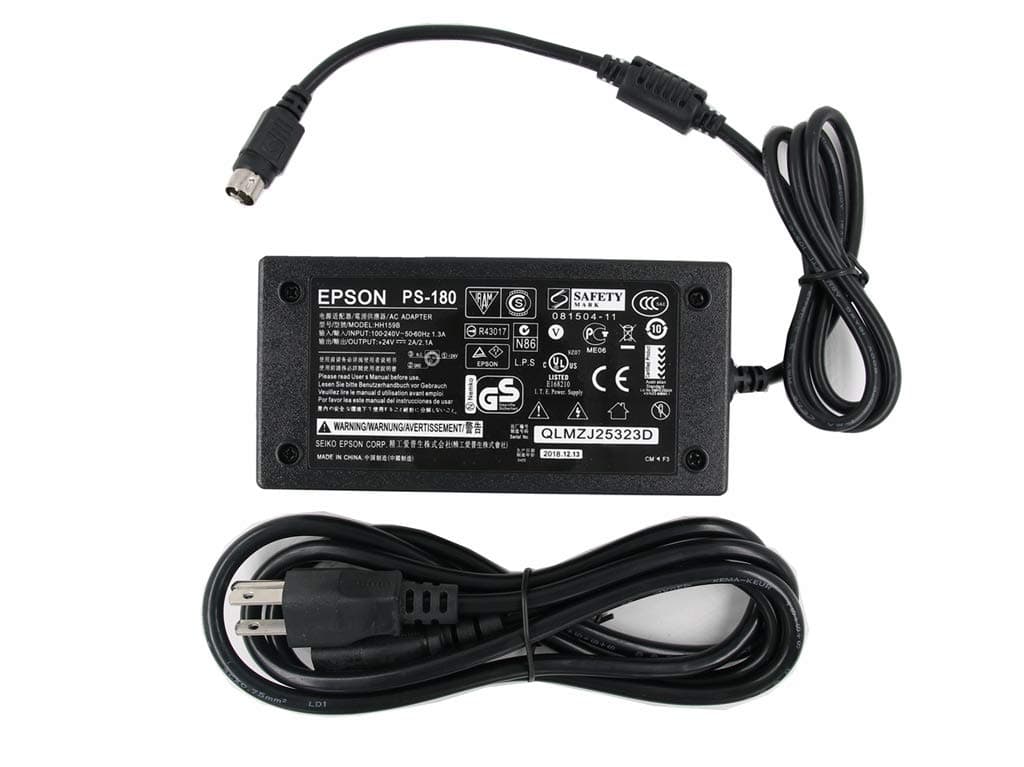 24V AC Adapter Replacement Fit for Epson PS-180 PS-170 PS-150 PSA242 C32C825343 M159A M159B M235A M129C TM-T88II TM Series T88III POS Printer DC Charger Power Supply Cord