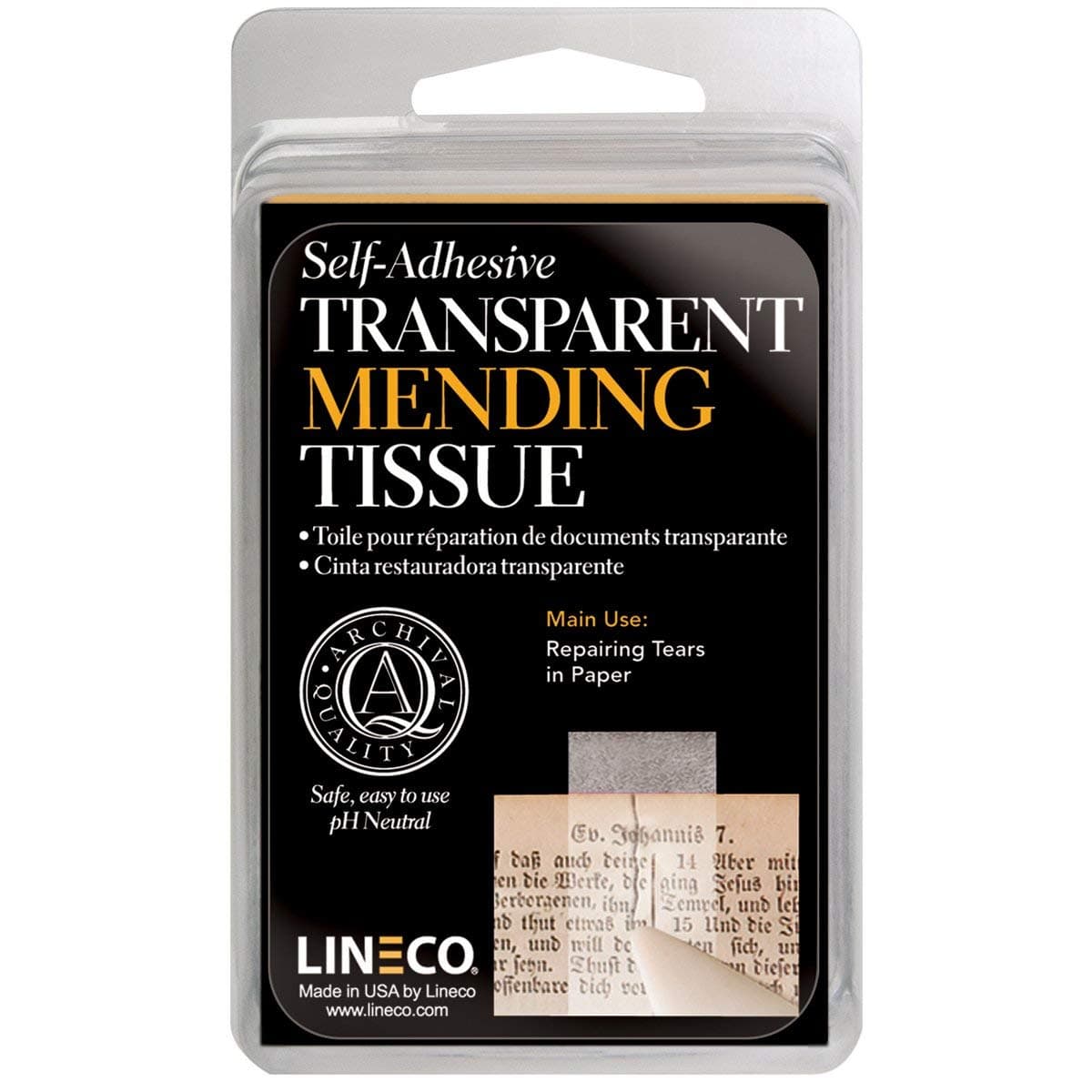 Lineco Self-Adhesive Book Mending Tissue-Transparent .5" X12'