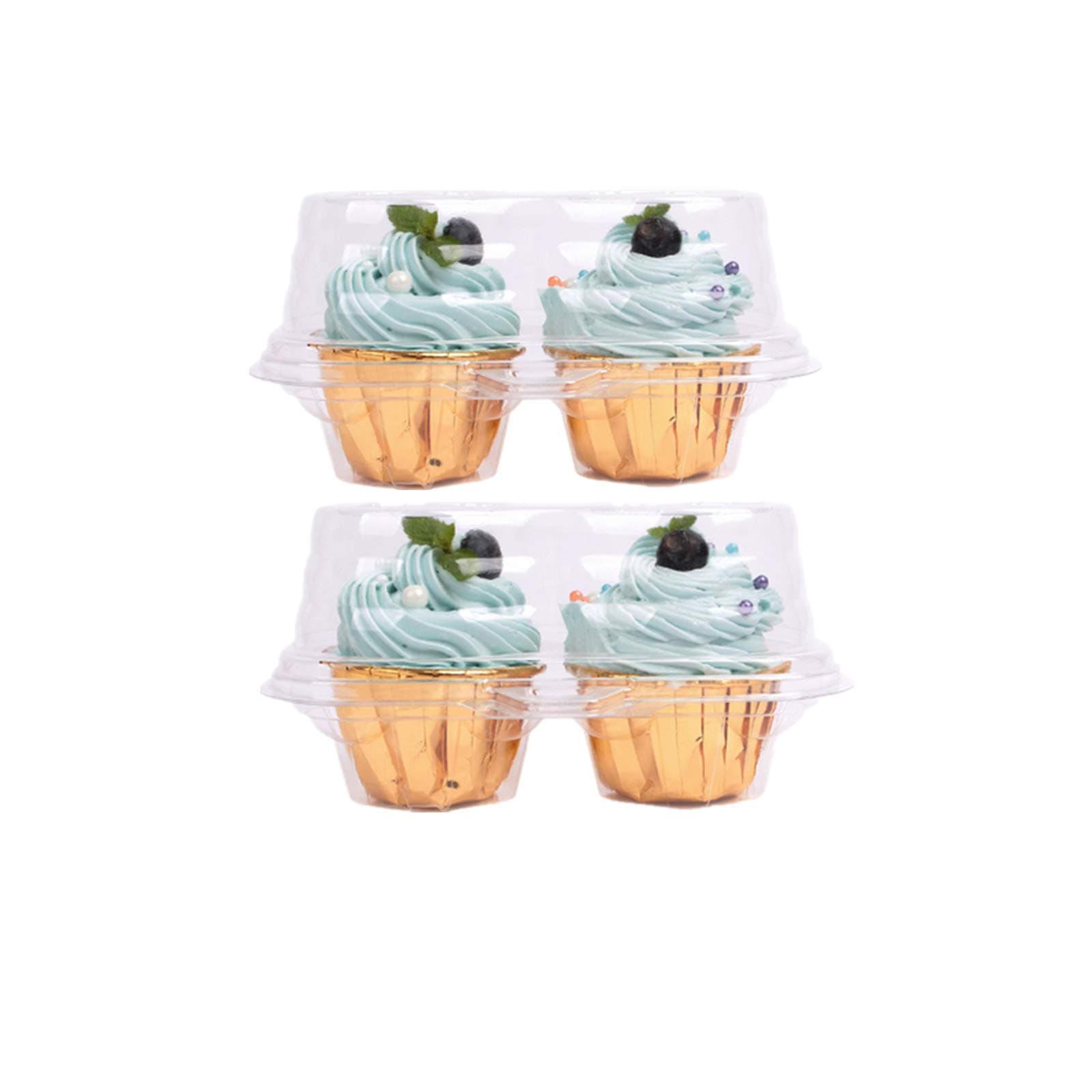 Leoyoubei Double Cupcake Container,2 Compartment Cupcake Container - Deep Cupcake Carrier Holder Box - Clear - Stackable - Clamshell Cupcake Container Ideal to Carry Cupcakes or Birthday Party (20)