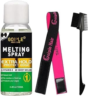 Lace Melting and Holding Spray for Wigs, Extra Hold Hair Adhesive for Closures, Extensions, and Natural Edge Forming - With Edge Brush (3.4oz)