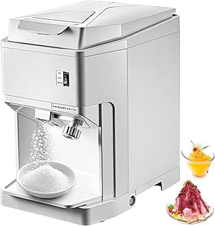 VEVOR Ice Shaver Machine Electric, Snow Cone Machine Commercial 265 LBS/H, Shaved Ice Machine w/Ice Hopper & Lid, 250W Ice Crusher w/Drain Pipe Tabletop Shaved Ice Maker w/Adjustable Fineness White