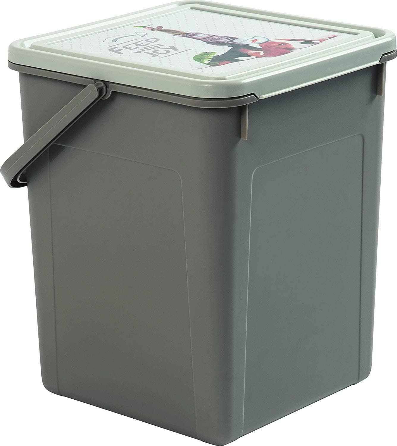 Rotho, Fabio, Animal feed container 9 l, Plastic (PP) BPA-free, anthracite/motif, 9l (23,0 x 22,0 x 28,0 cm)