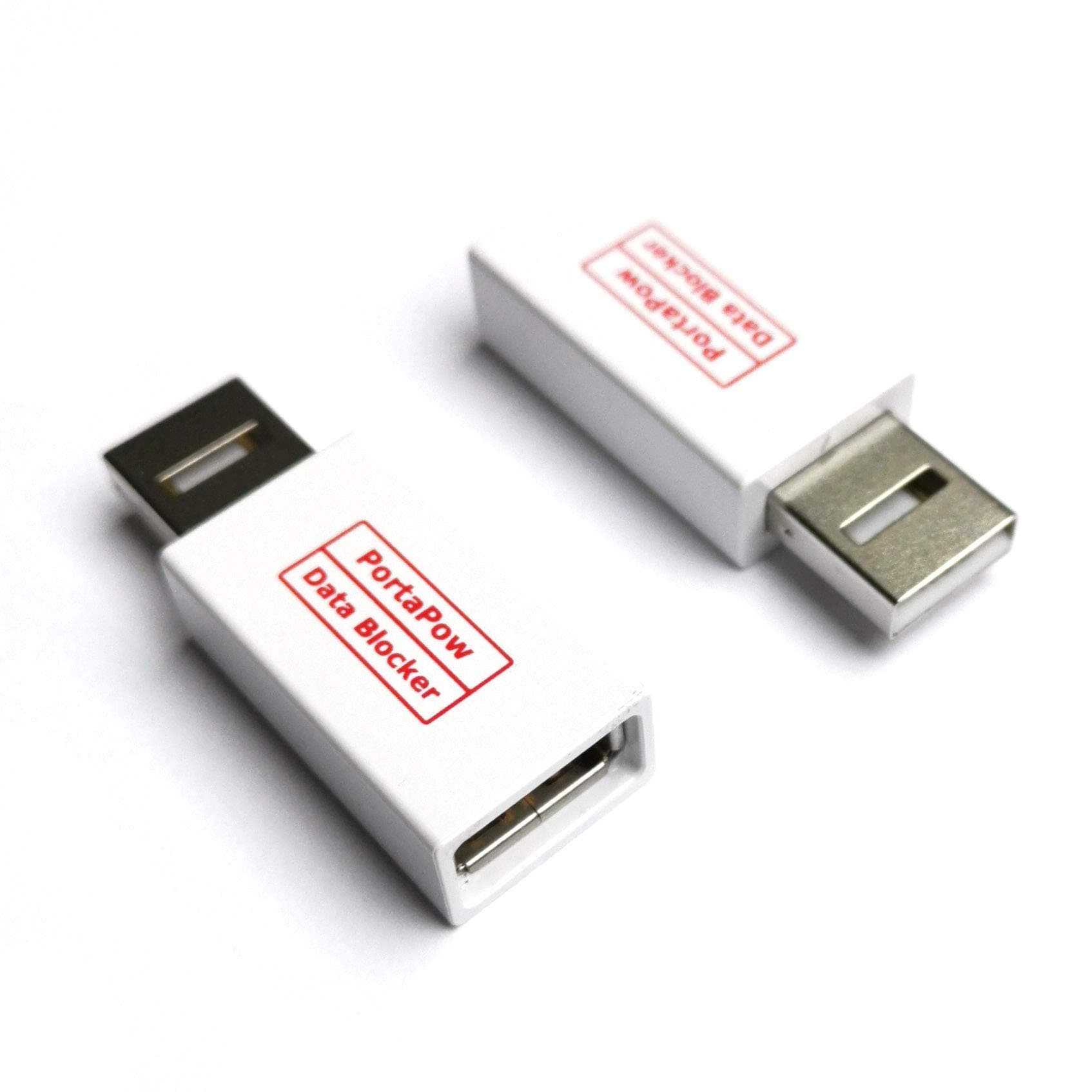 PortaPow USB Data Blocker (White 2 Pack) - Protect Against Juice Jacking