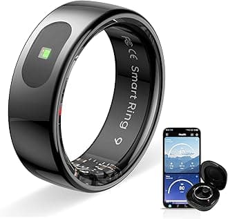 Touch Smart Ring Upgraded Version Health Ring Pro, with Bluetooth Remote Control and Motion Detection, 10ATM Waterproof Fitness Tracker for Men and Women Daily use (Black Touch, 8)
