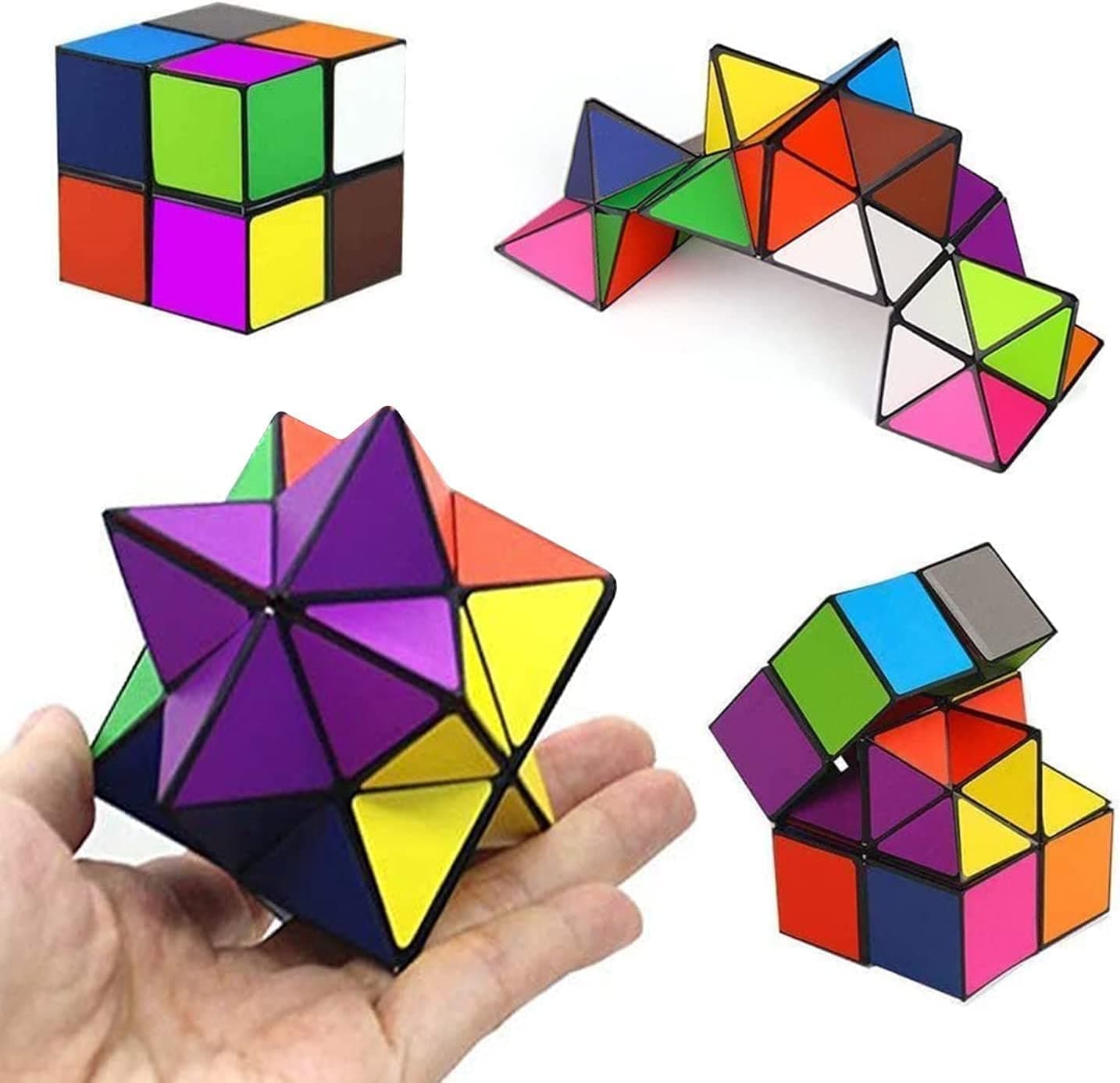 Magic Star Cube 2-in-1, Infinity Cube & Transforming Geometric Puzzle, 3D Assembly Fidget Toy for Stress Relief, Anxiety, & Fun, Perfect for Kids & Adults